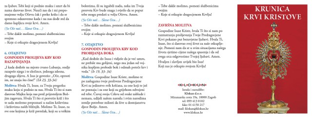 Molitvena kartica - Krunica Krvi Kristove